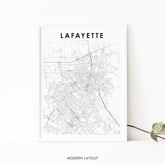 Lafayette Louisiana Minimalist Street Map Modern Layout Poster