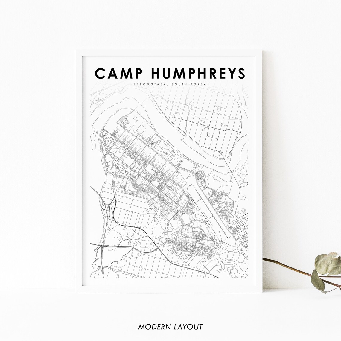 Camp Humphreys South Korea Map Poster, Pyeongtaek