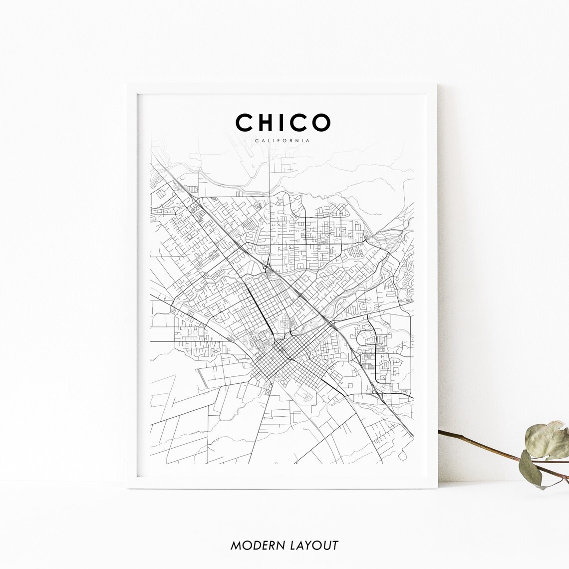 Chico, CA Map Poster, Butte County City Map