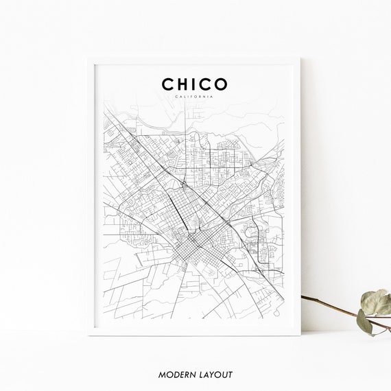 Chico, CA Map Poster, Butte County City Map