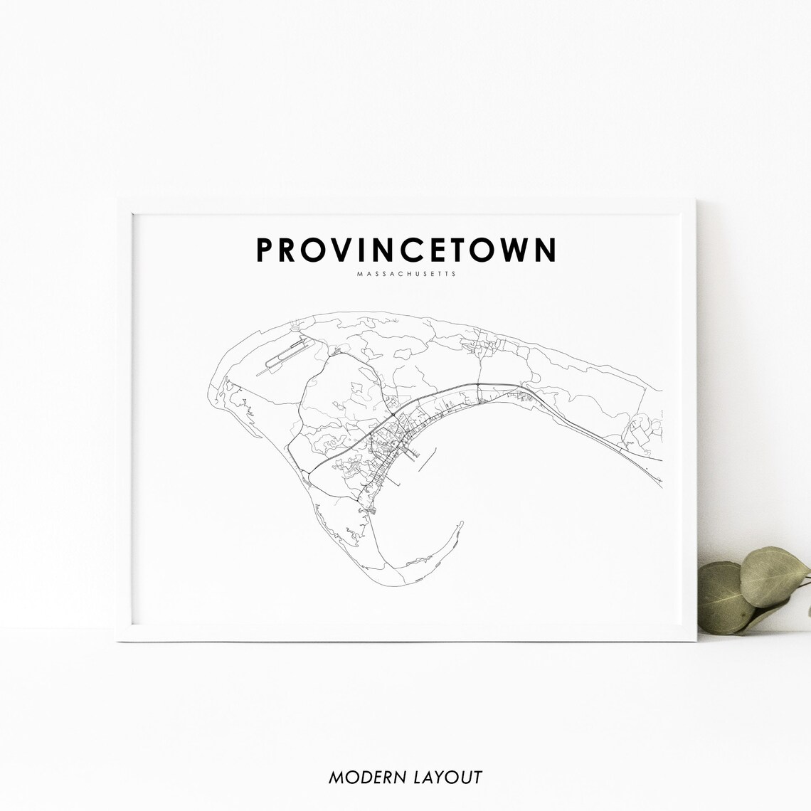 Provincetown Massachusetts Cape Tip Modern Street Map Poster