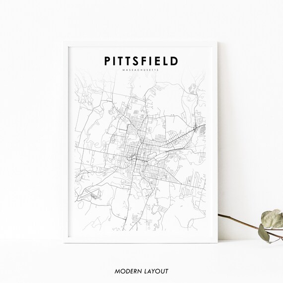 Pittsfield Massachusetts City Street Map Minimalist Line Art Poster