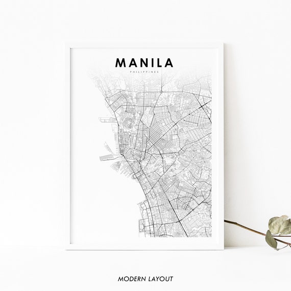 Manila Philippines Map Print Poster, Nursery Room Decor
