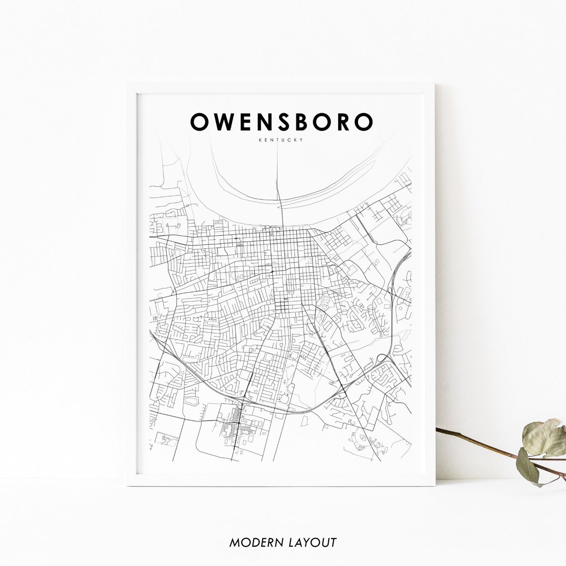 Owensboro Kentucky Minimalist Street Map Modern Layout Poster