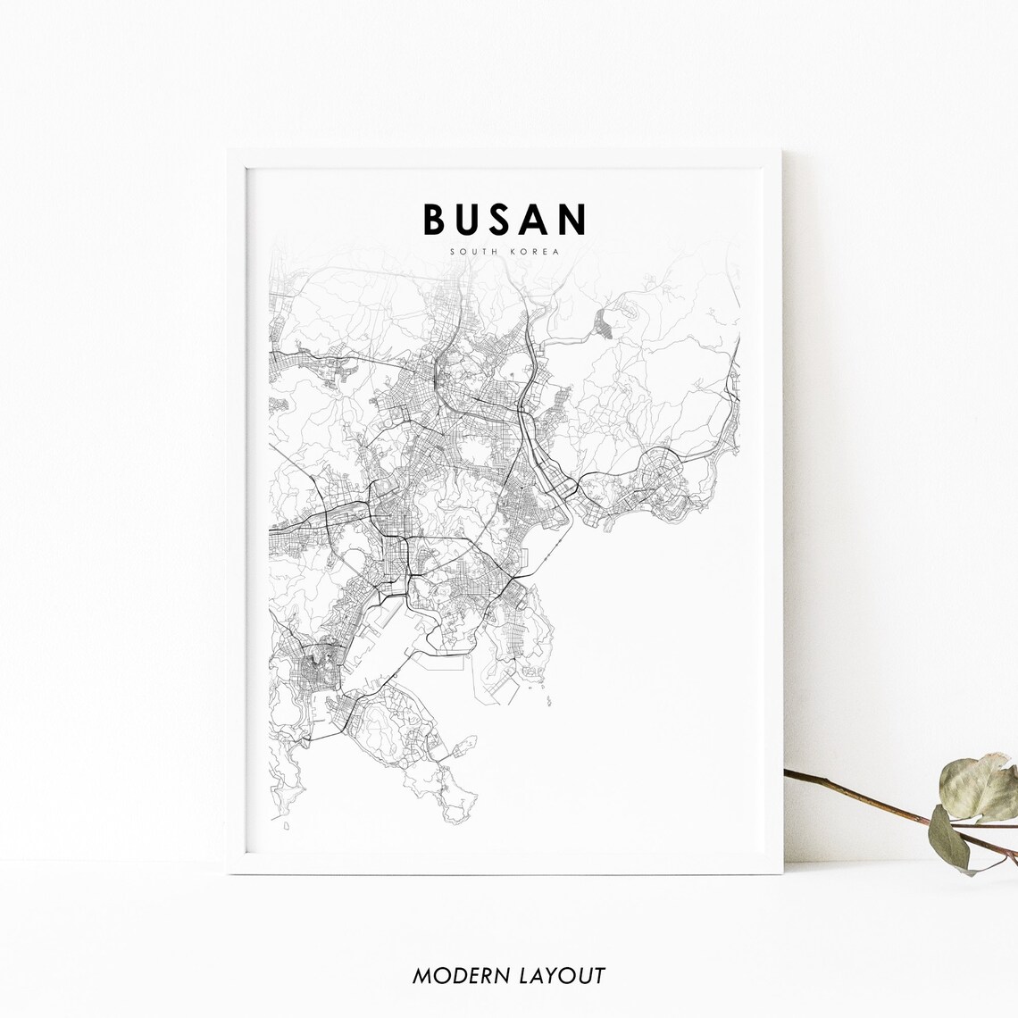 Busan South Korea Map Print, Nursery Wall Poster