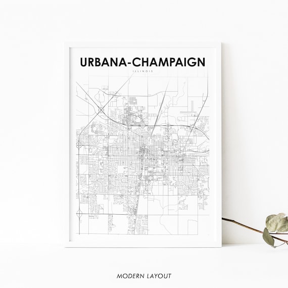 Urbana-Champaign Illinois Minimalist Street Map Line Art Poster