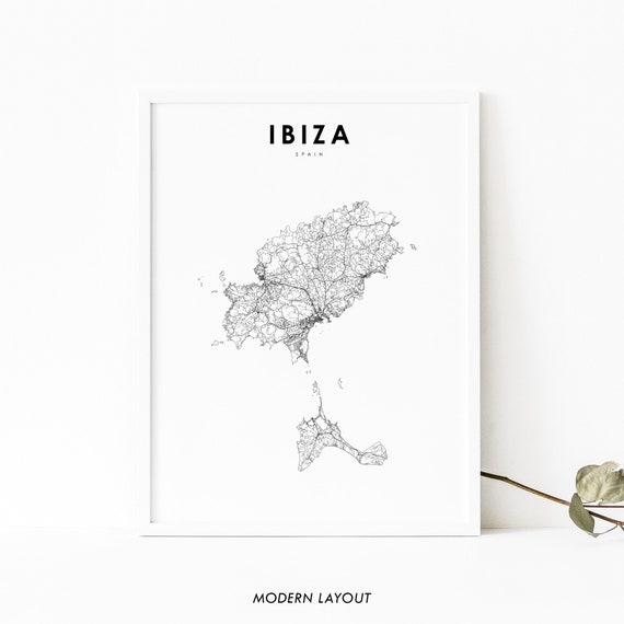 Ibiza Pityusic Islands Spain Map Art Print
