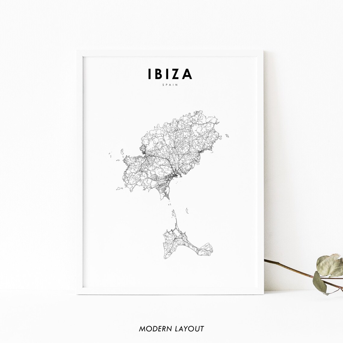 Ibiza Pityusic Islands Spain Map Art Print