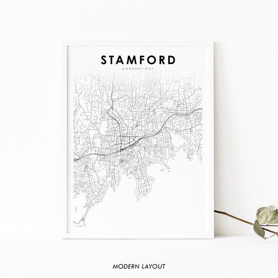 Stamford Ct Map Print Connecticut Usa Art Poster Greenwich City Street Nursery Room Wall Office Decor