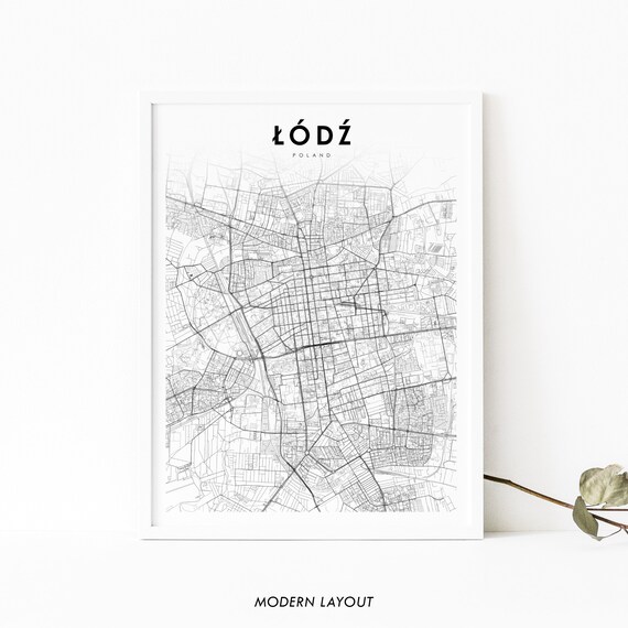 Lodz Poland Map Print Art Poster D Polska Warsaw City Street Road Nursery Room Wall Office Decor