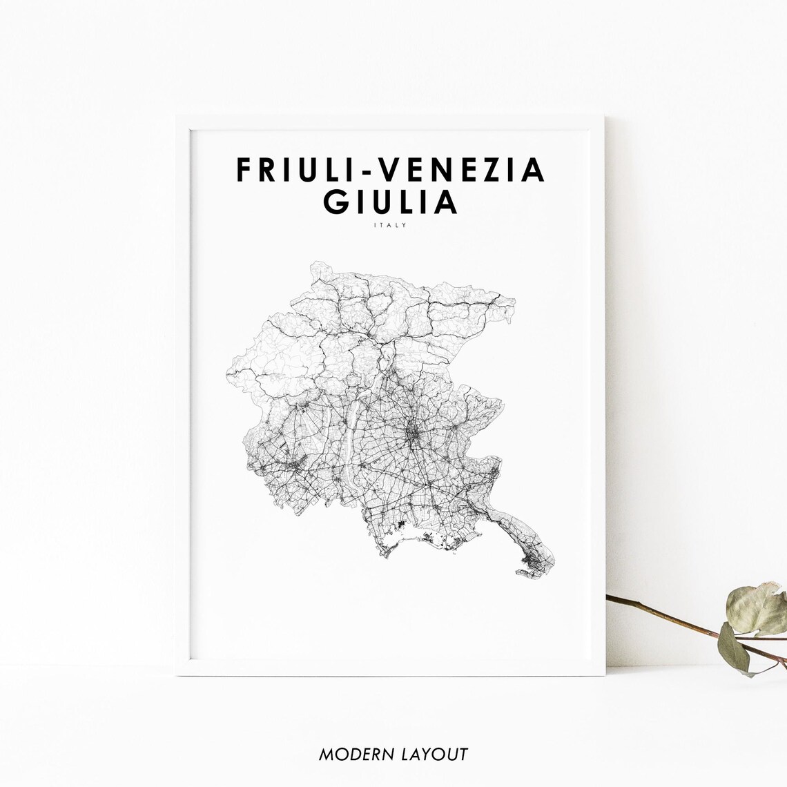 Friuli Venezia Giulia Italy Minimalist Road Map Line Art Region Poster
