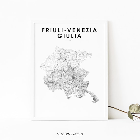 Friuli Venezia Giulia Italy Minimalist Road Map Line Art Region Poster