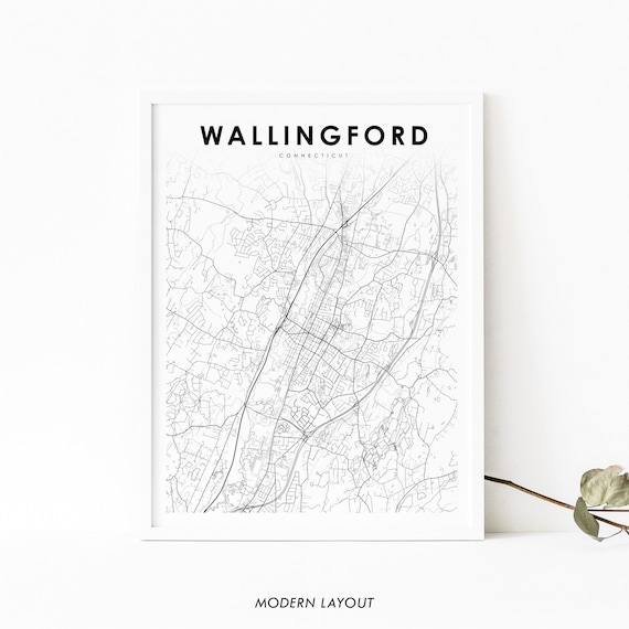 Wallingford Ct Map Print Connecticut Usa Art Poster New City Street Nursery Room Office Wall Decor