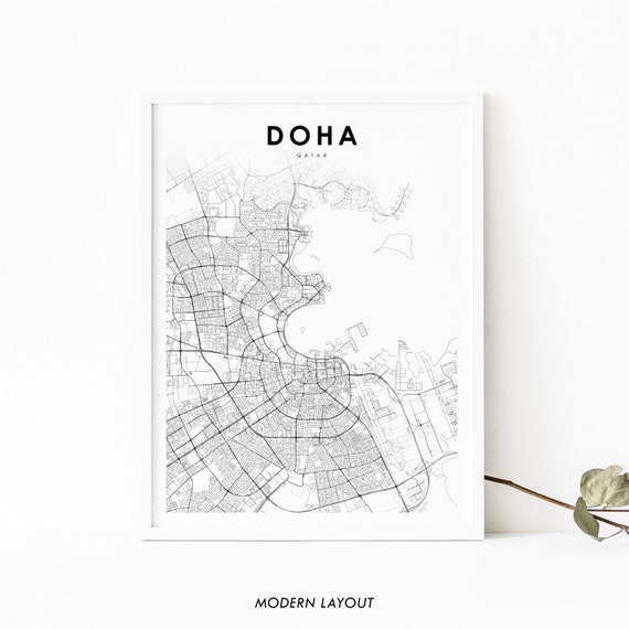 Doha Qatar Map Poster, Nursery Room Decor