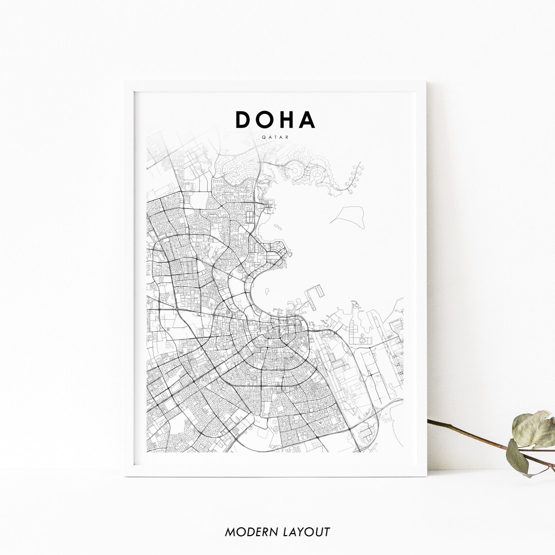 Doha Qatar Map Poster, Nursery Room Decor
