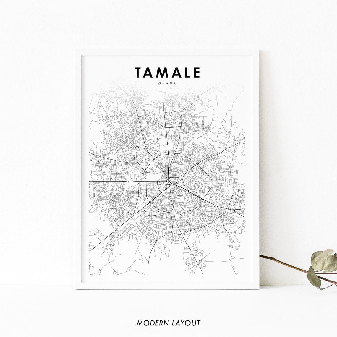 Tamale Ghana Minimalist City Street Map Modern Layout Poster