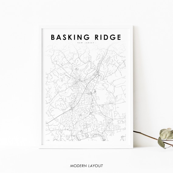 Basking Ridge New Jersey Minimalist Street Map Layout Poster
