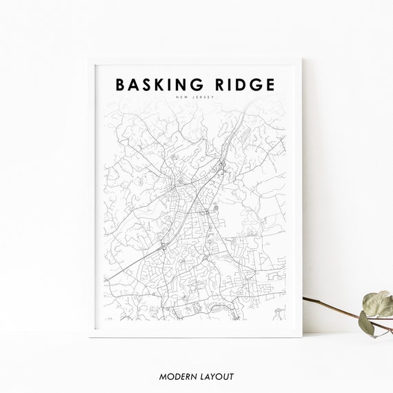 Basking Ridge Nj Map Print New Jersey Usa Art Poster Bernards City Street Road Nursery Room Wall Office Decor