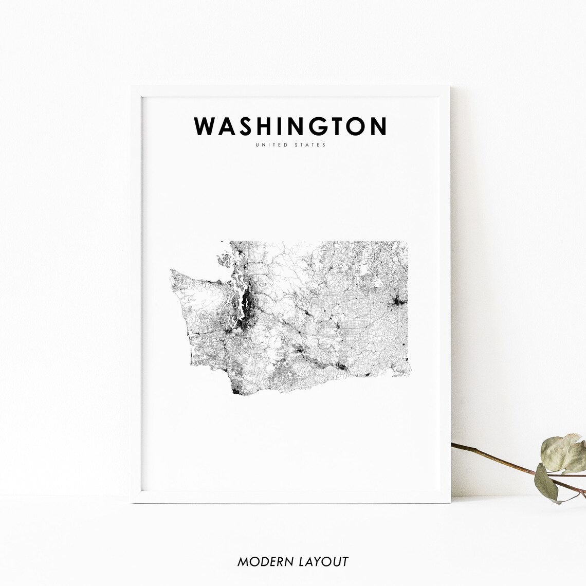 Washington State Map Art Print, Nursery Room Decor