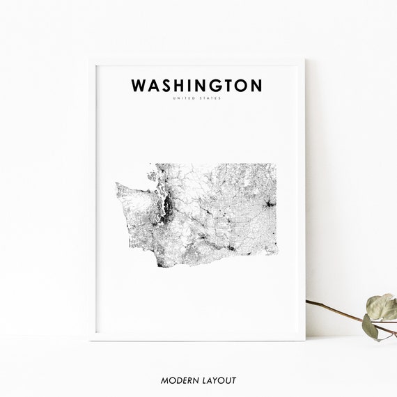 Washington State Map Art Print, Nursery Room Decor