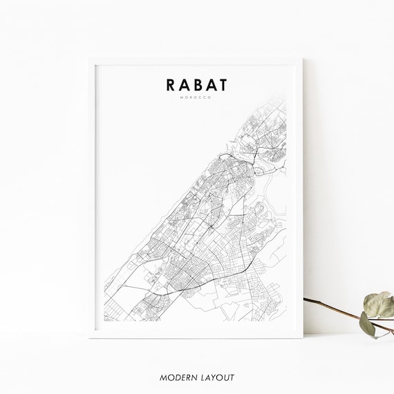 Rabat Morocco Map Print Art Poster City Street Road Nursery Room Wall Office Decor