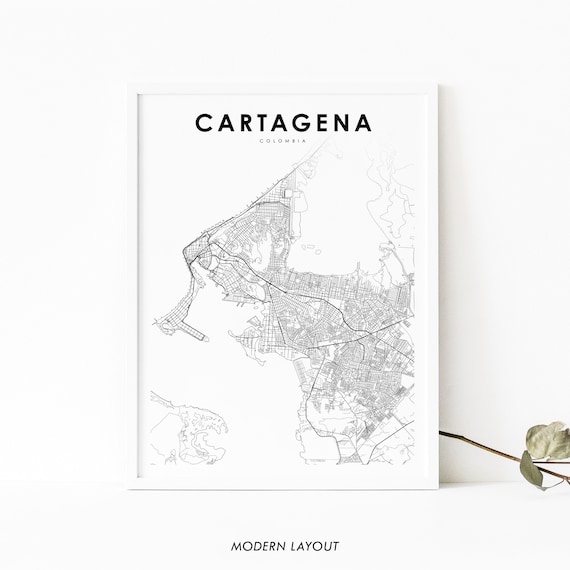 Cartagena Colombia Map Art Print, City Road Map