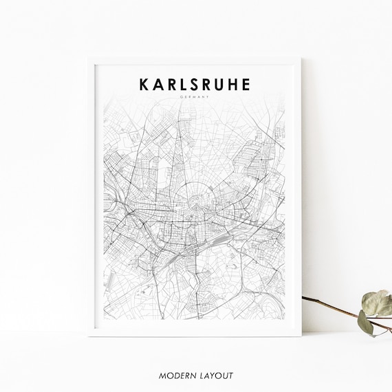 Karlsruhe Germany Minimalist City Map Black and White Art Poster