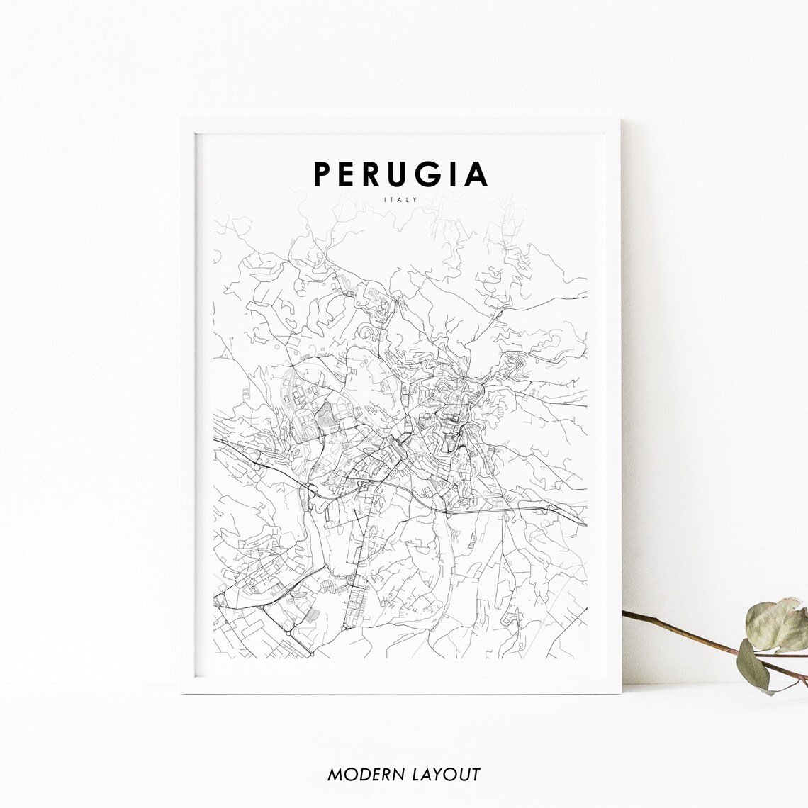 Perugia Italy Map Poster, Umbria Nursery Decor