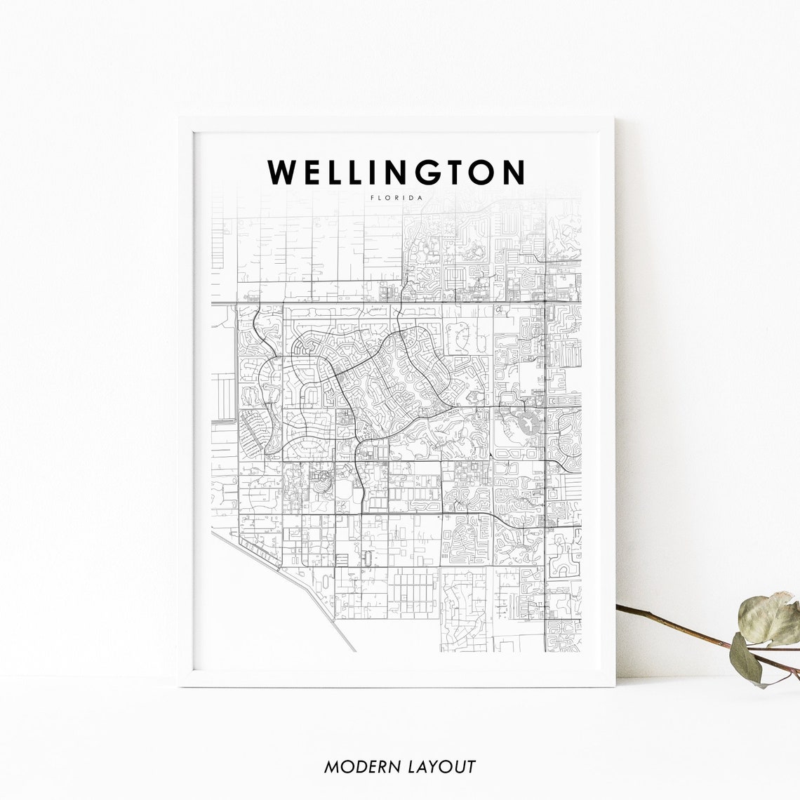 Wellington Florida Minimalist Street Map Modern City Layout Poster