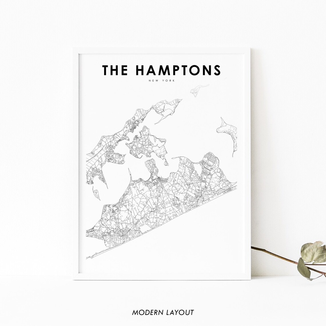 The Hamptons NY Map Poster, Long Island Art