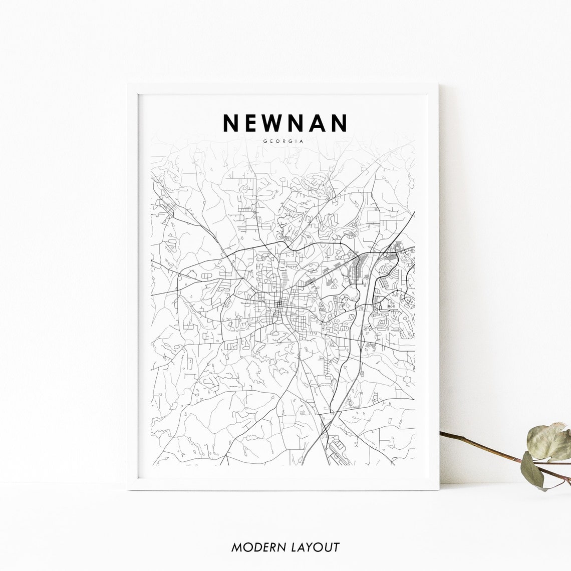 Newnan Georgia Minimalist Street Map Line Drawing Art Poster