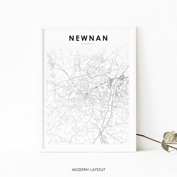 Newnan Ga Map Print Georgia Usa Art Poster Coweta County City Street Road Nursery Room Wall Office Decor
