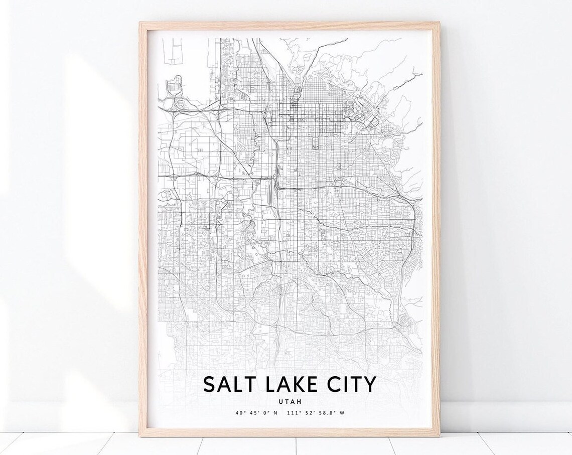 Salt Lake City Map Print, Utah Travel Poster