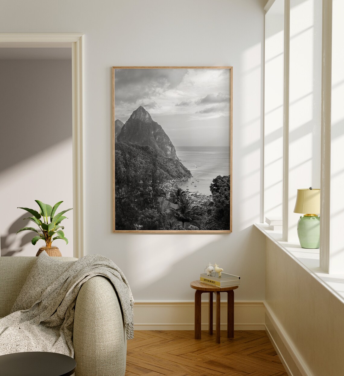 Saint Lucia Black and White Travel Poster - Image 5