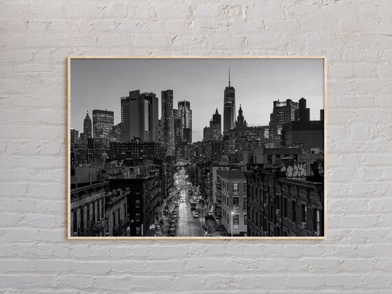 Black And White New York City Manhattan Skyline Dusk Photo Poster