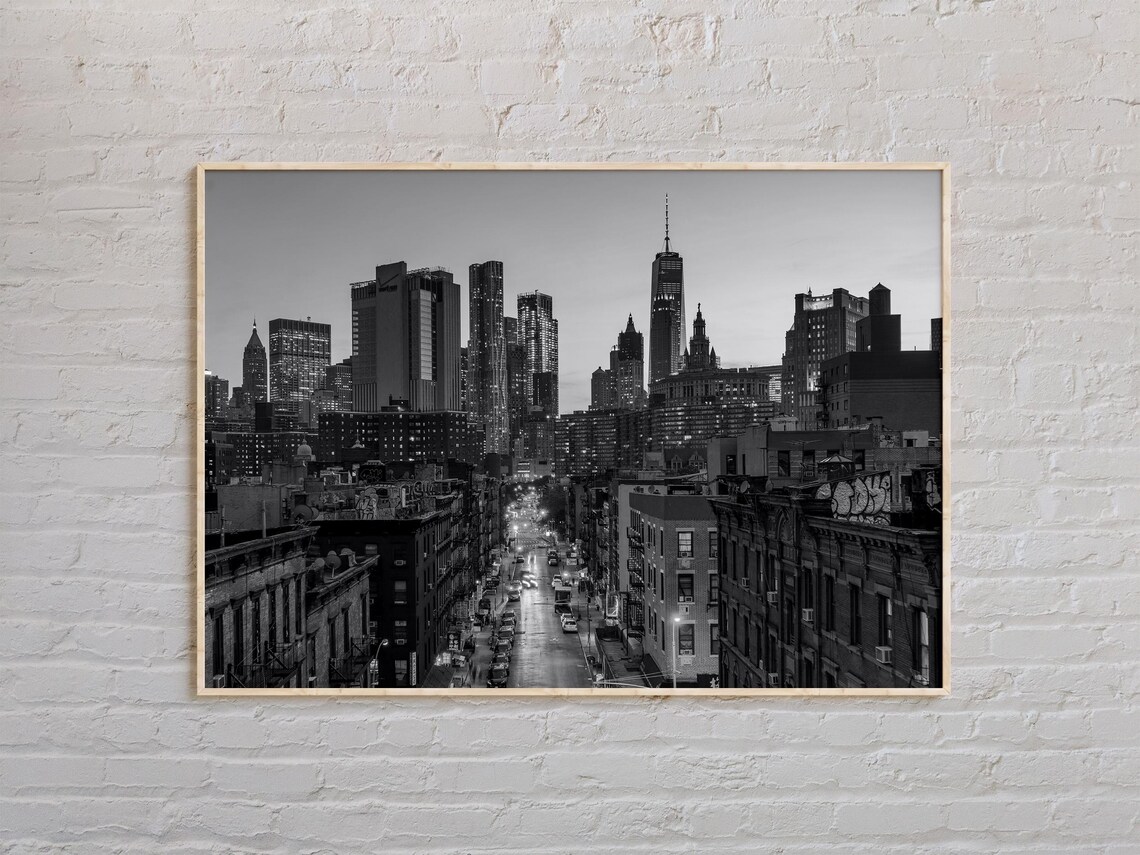 Black And White New York City Manhattan Skyline Dusk Photo Poster