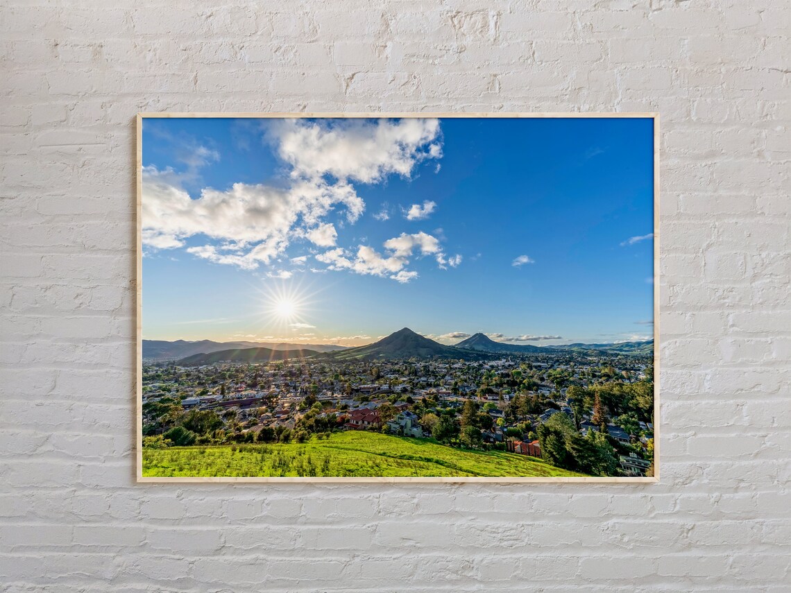 San Luis Obispo California Green Hills Town Panorama Photo Poster
