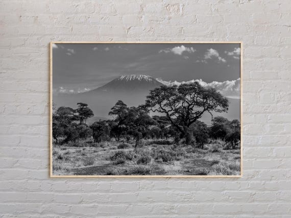Black And White Mount Kilimanjaro Print Mount Kilimanjaro Wall Art Mount Kilimanjaro Poster Mount Kilimanjaro Photo Tanzania Poster