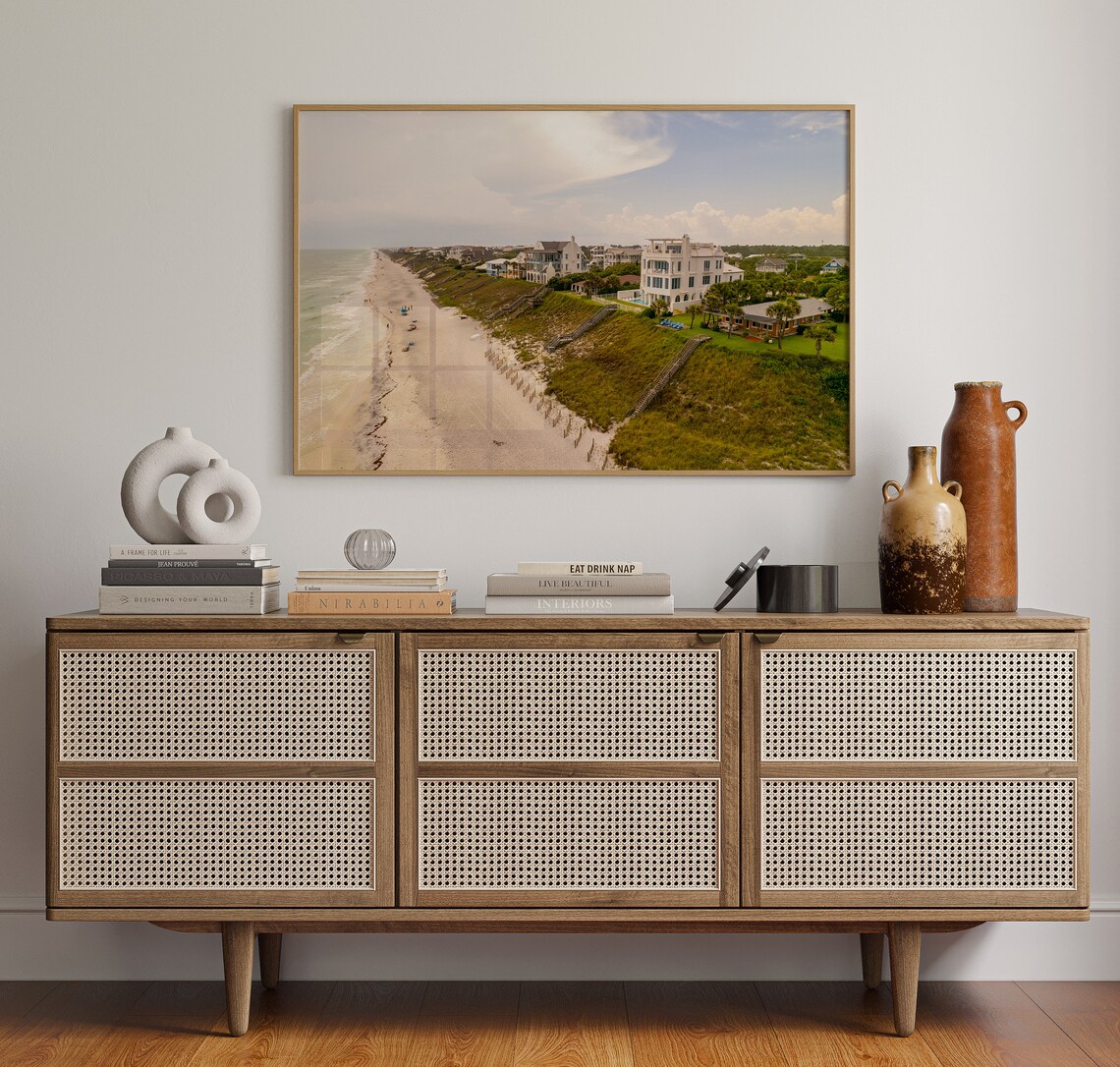 Florida 30A Scenic Beach Aerial Color Coastal Homes Dunes Poster - Image 4