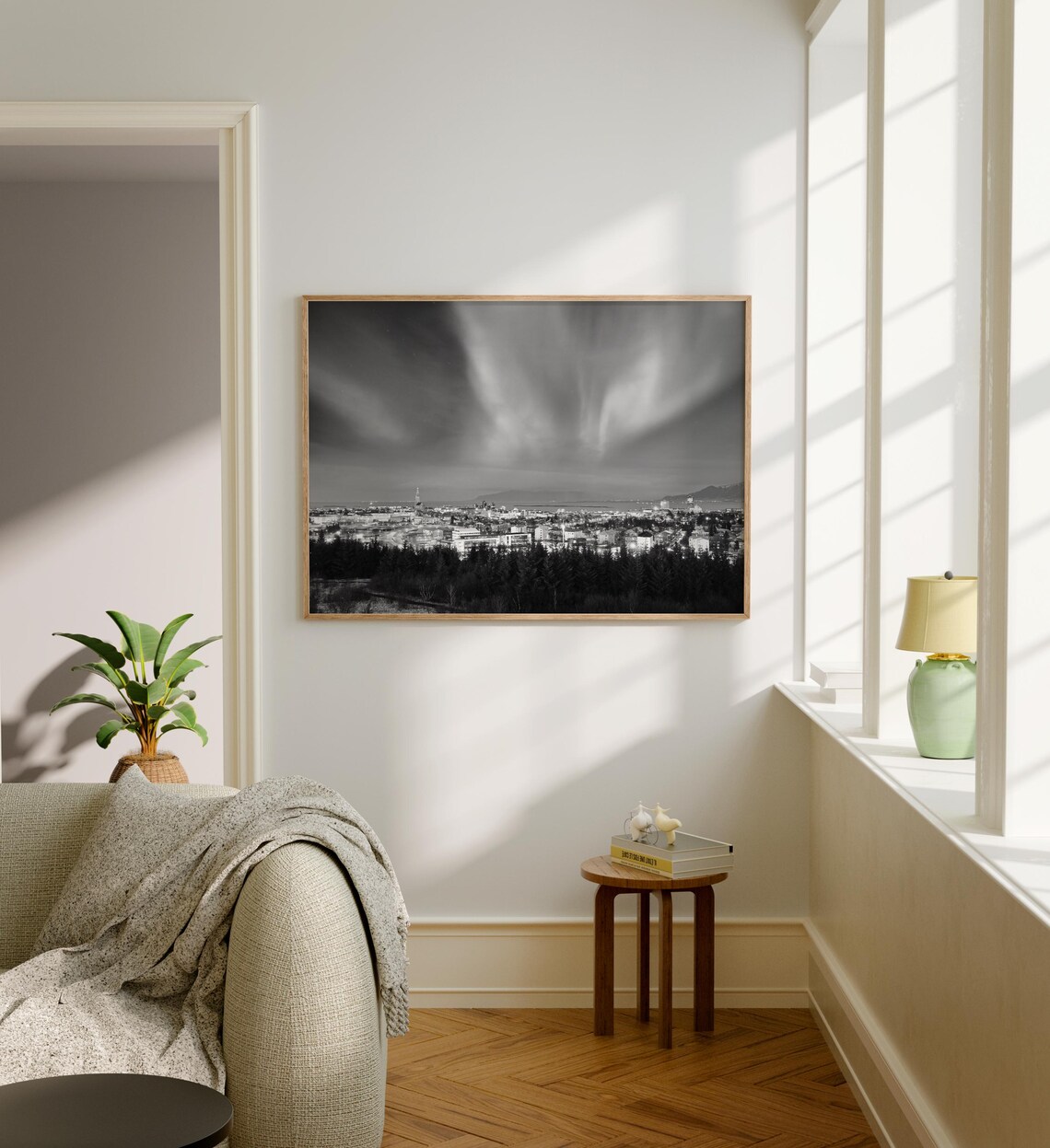 Reykjavik Iceland Northern Lights Night Sky Photo Landscape Poster - Image 5