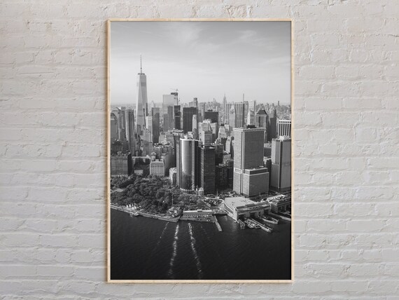 Manhattan New York Skyline One World Trade Poster Black And White Photo