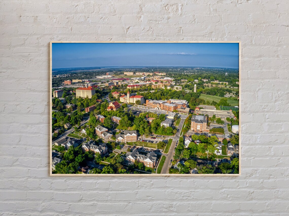 Lawrence Kansas Aerial Campus View Red Brick Town Summer Sky Poster