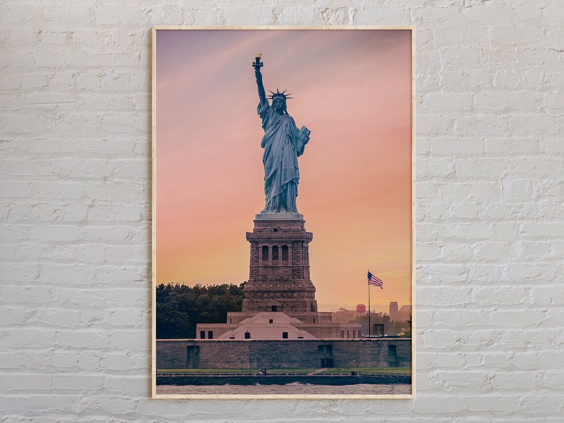 Statue of Liberty at Sunset New York Harbor Photo Wall Poster