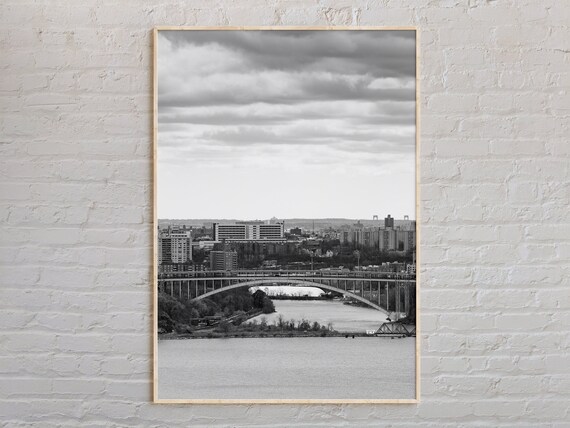 Black And White Bronx Bridge Over Water New York Photo Poster