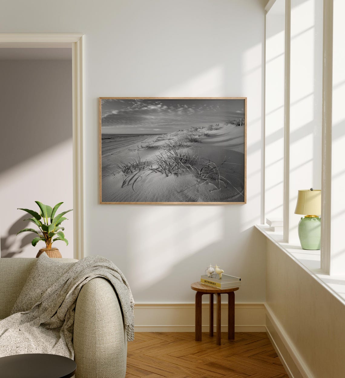 New Jersey Shore Sand Dunes Black and White Beach Grass Poster - Image 5