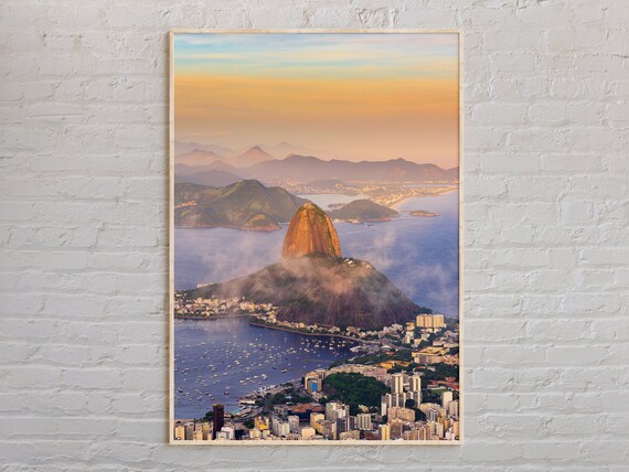 Sugarloaf Mountain Rio de Janeiro Brazil Sunset Real Photo Poster
