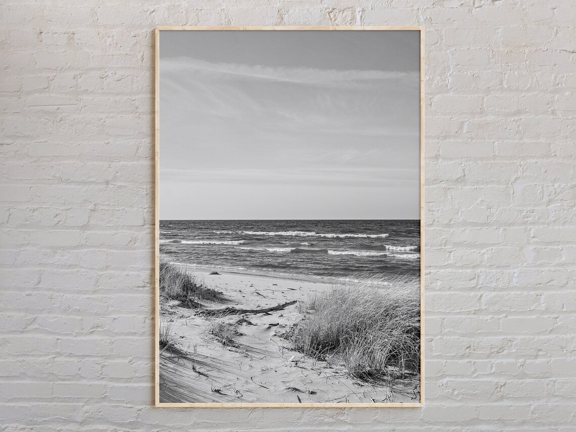 Lake Michigan Black And White Travel Poster