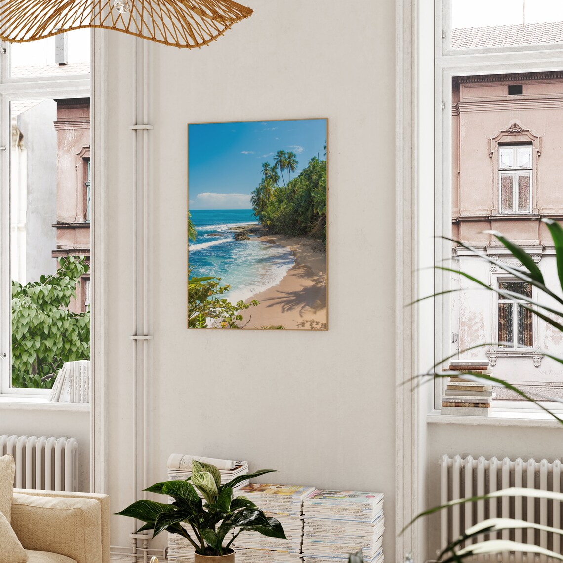 Costa Rica Tropical Beach Palm Trees Turquoise Surf Landscape Poster - Image 3