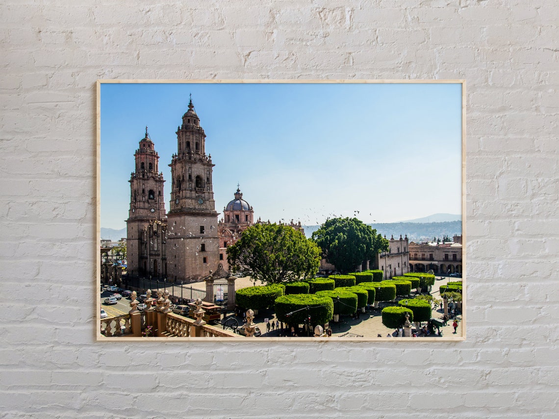 Morelia Mexico Baroque Cathedral Twin Towers Plaza View Poster