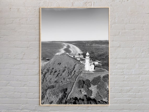 Black And White Byron Bay Print Art Poster Photo Decor Australia